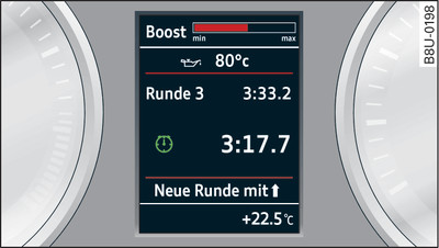 Kombiinstrument: Laptimer, Boost- und Motoröltemperaturanzeige